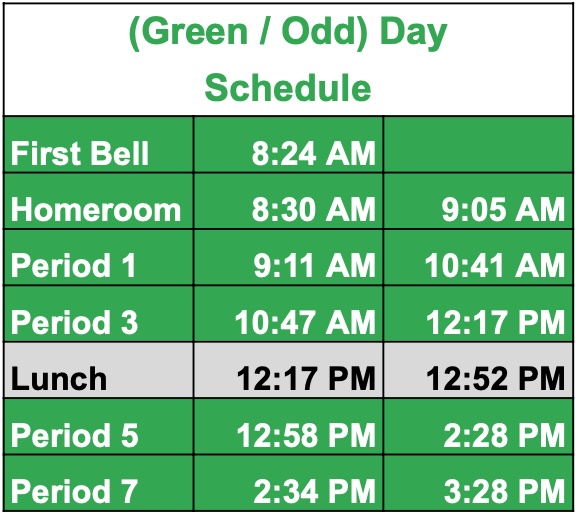 GreenOddDaySchedule