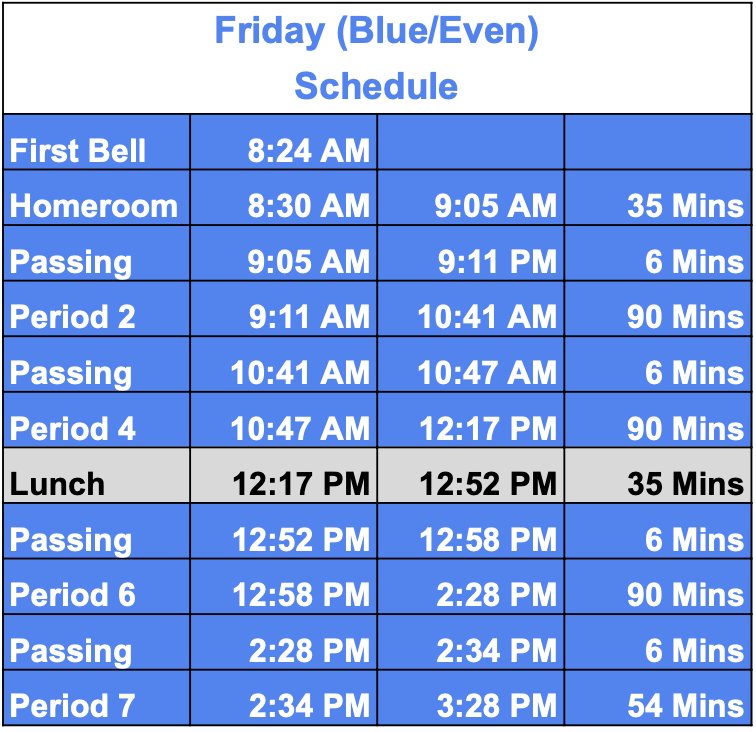 FridayBlueEvenDaySchedule